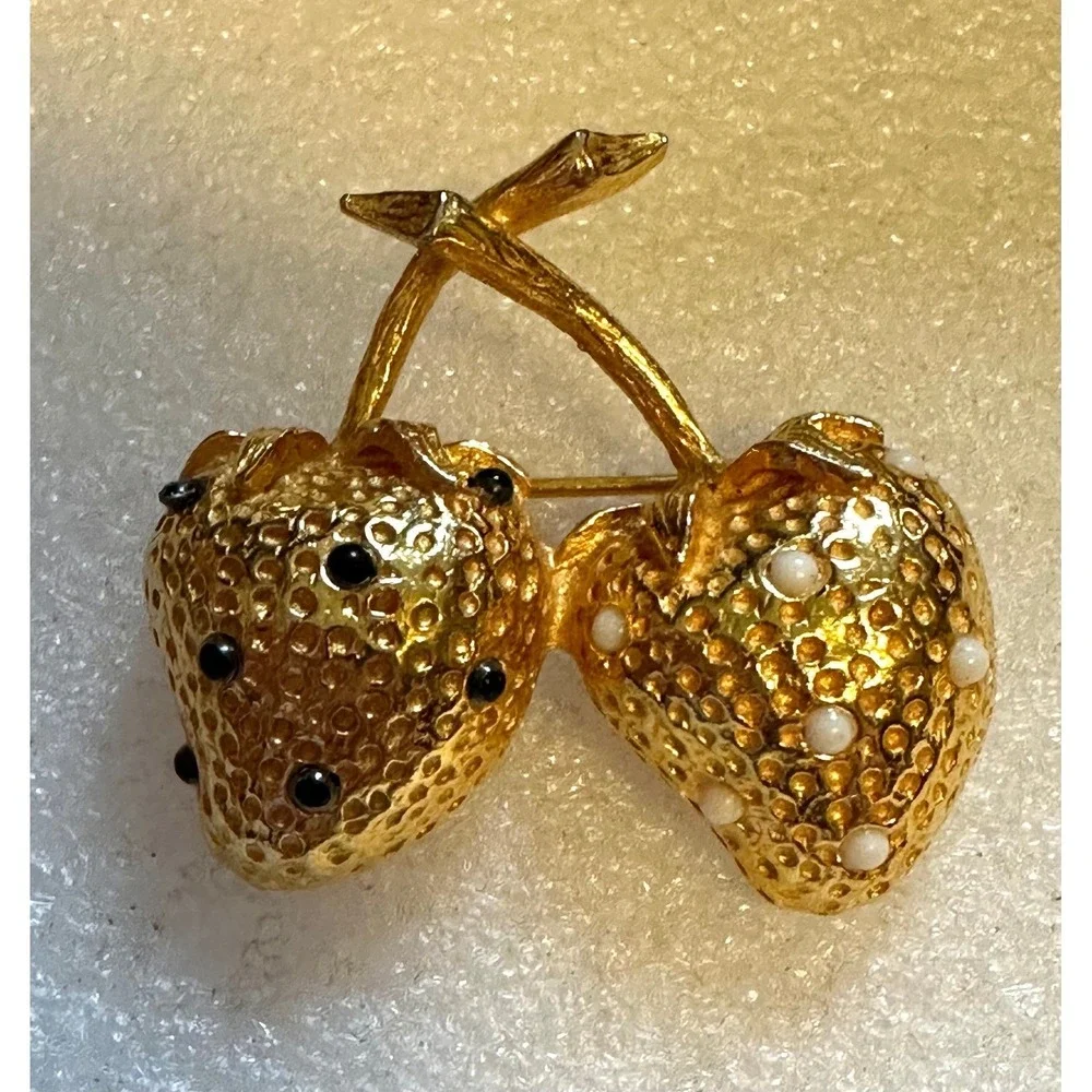Vintage Hattie Carnegie Double Strawberry Pin